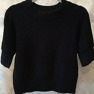 Angeleye Fuzzy Soft Shorter Body 1 4 Sleeves Crew Neck Black Sweater In Medium